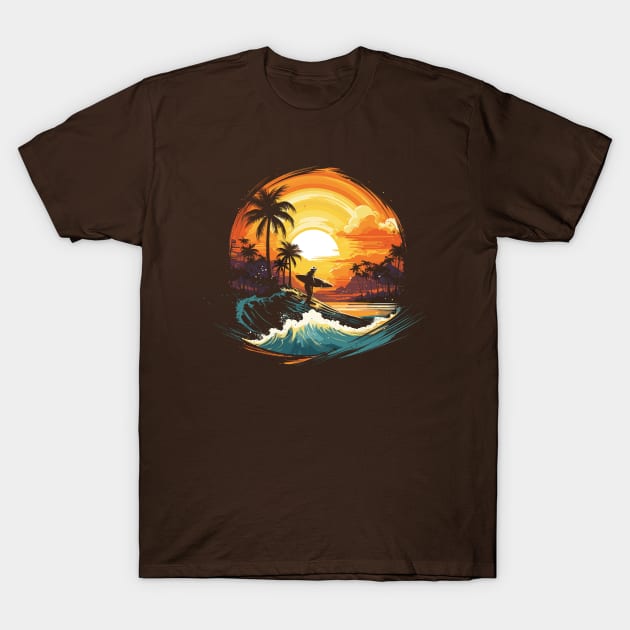 Surfboard master, summer surfing, sunset hunting v2 T-Shirt by H2Ovib3s